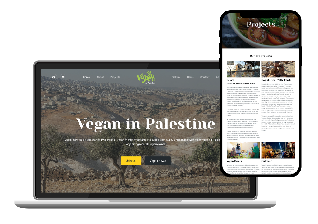Strona www Vegan in Palestine